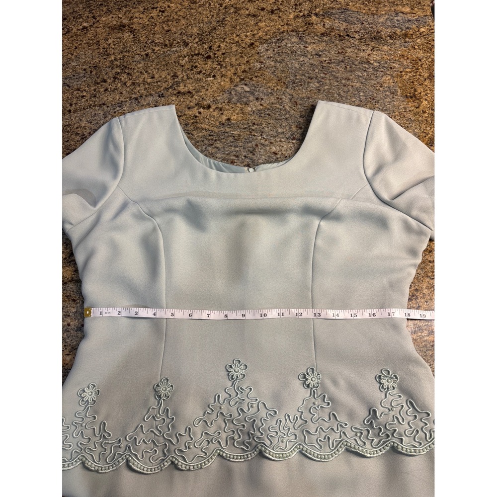 R&M Richards Karen Kwong‎ Blue Embroidered Beaded Sheath Maxi Dress Size 14 - Picture 4 of 10
